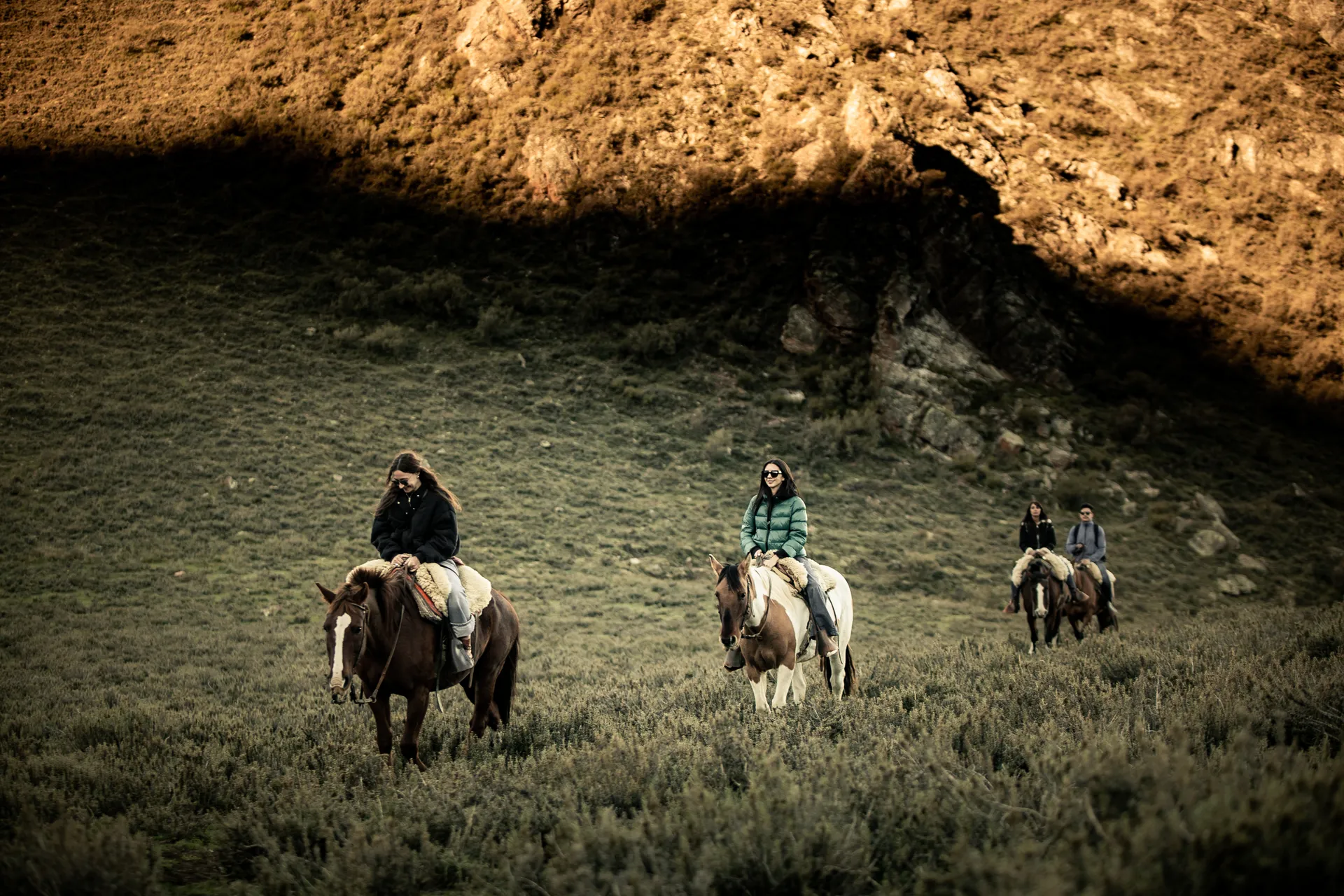 Horseback riding at sunset in the Andes Horseback riding at sunset in the Andes