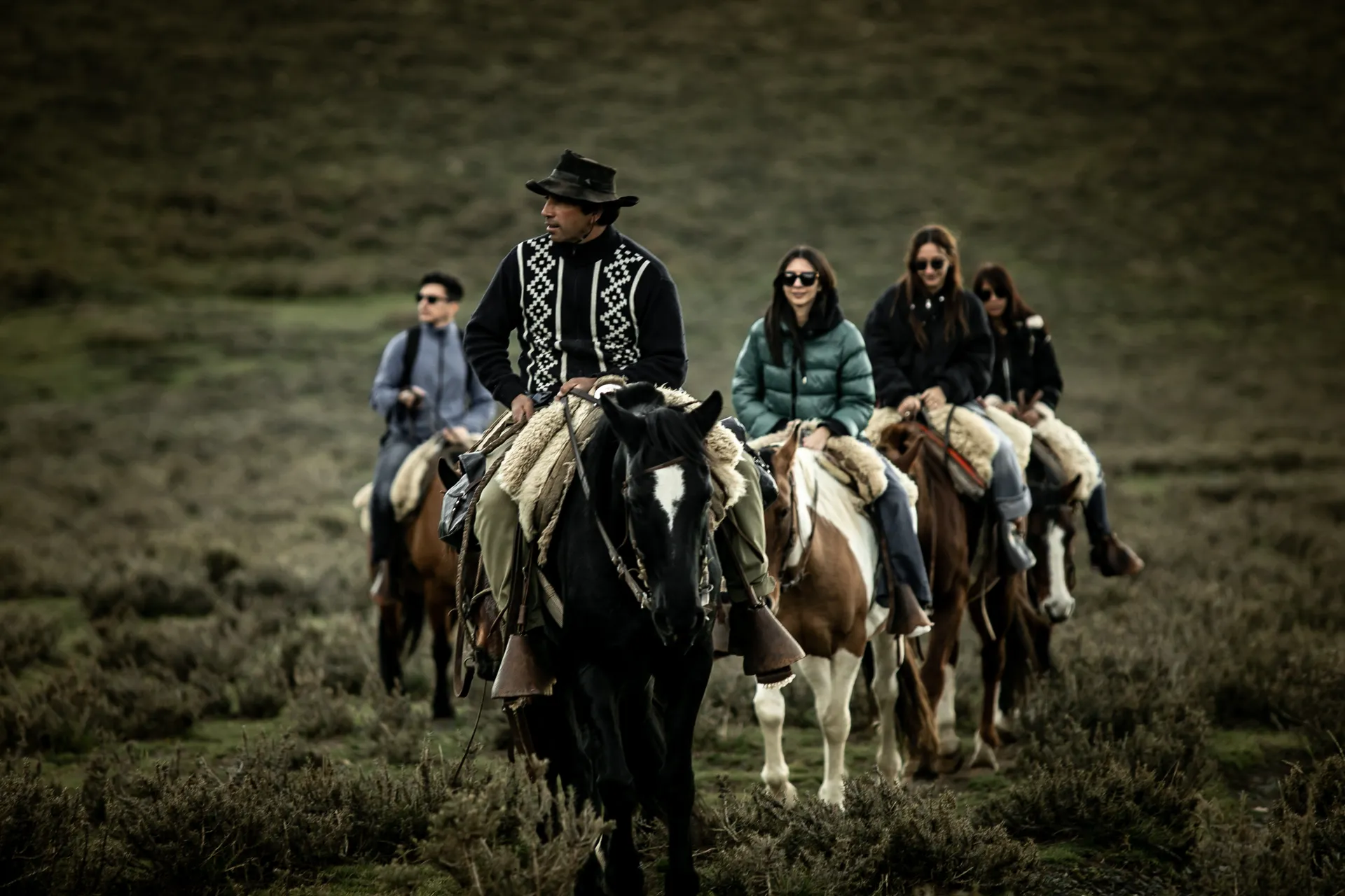Horseback riding at sunset in the Andes Horseback riding at sunset in the Andes